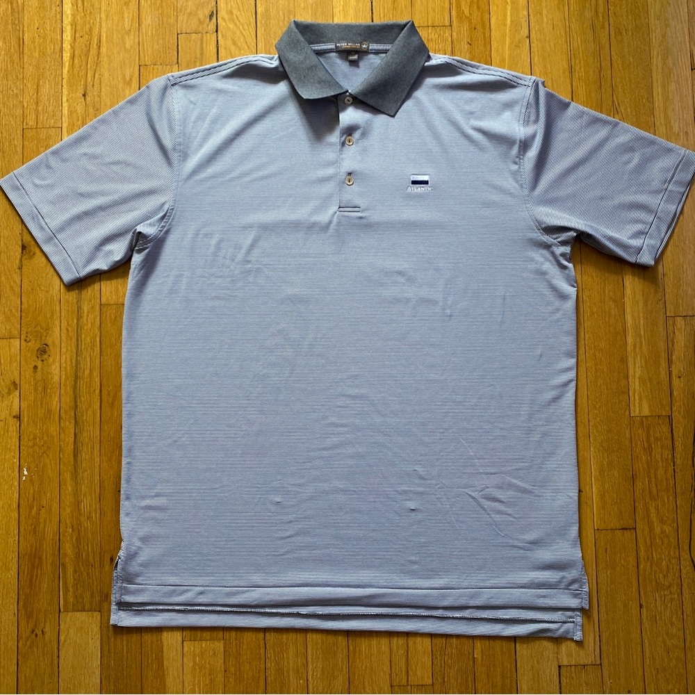 Men's Peter Millar Summer Comfort Golf Polo Shirt Size Extra Large Grey White